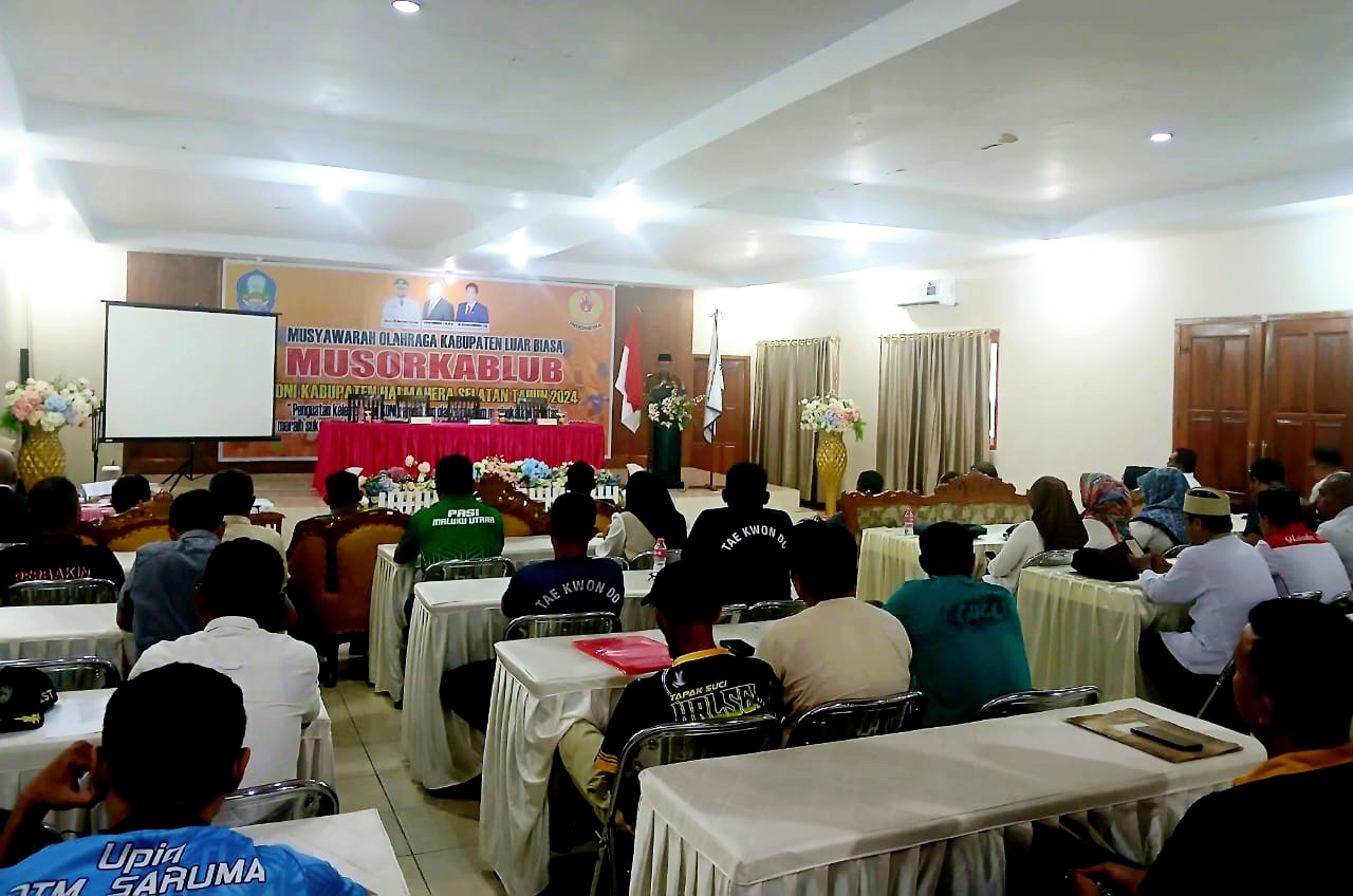 Suasana Musyawarah Orlahraga Kabupaten Luar Biasa Kabupaten (Musorlubkab) KONI Halsel