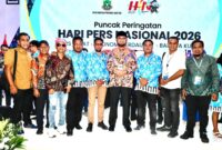 Bupati Bassam Kasuba Bersama Pengurus PWI Halsel dan Malut di Acara Puncak HPN 2026