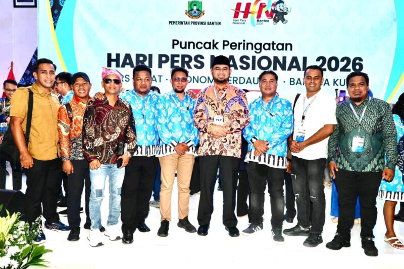 Bupati Bassam Kasuba Bersama Pengurus PWI Halsel dan Malut di Acara Puncak HPN 2026