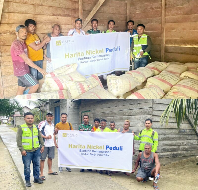 Harita Nickel Serahkan Bantuan Logistik Kepada Warga Korban Banjir Desa Yaba