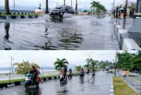 Kondisi Jalan Dalam Ibu Kota Labuha Tergenang Air