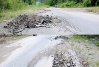 Kondisi Jalan Rawabadak-Amasing Kali Rusak