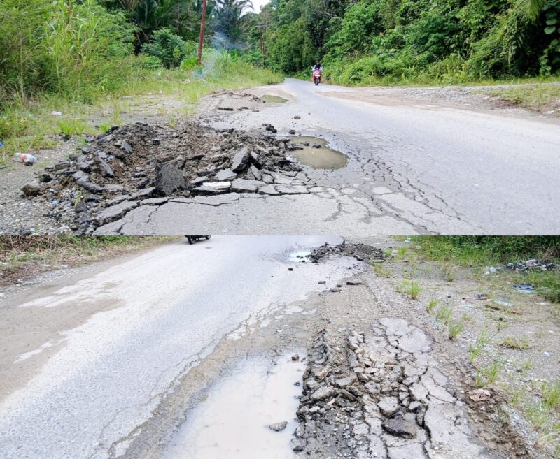 Kondisi Jalan Rawabadak-Amasing Kali Rusak