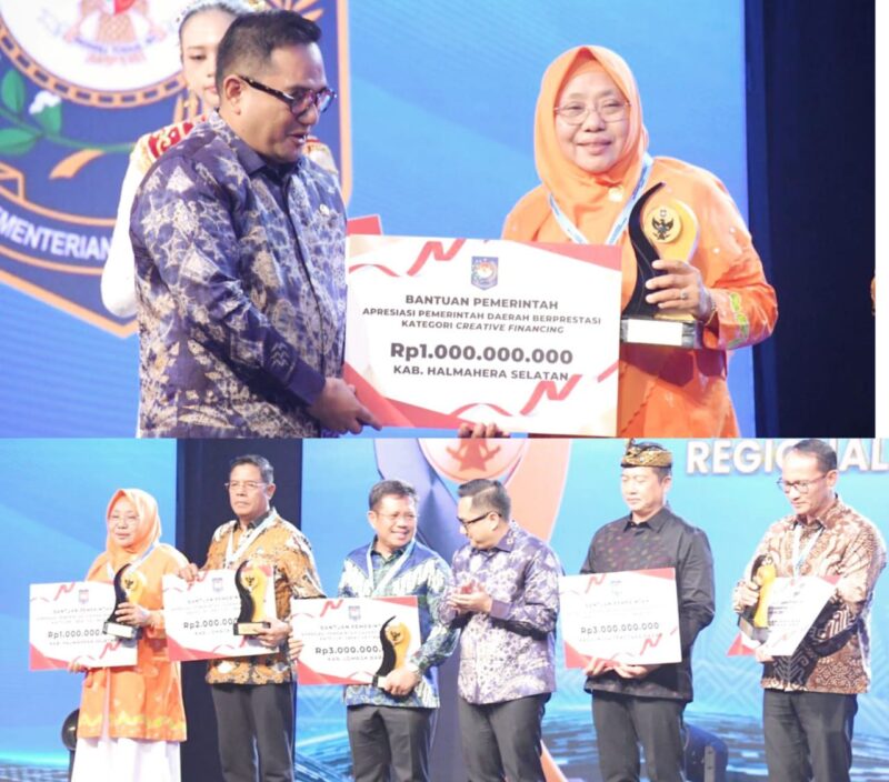 Ketua DPRD Halsel, Hj. Salma Samad Saat Menerima Penghargaan