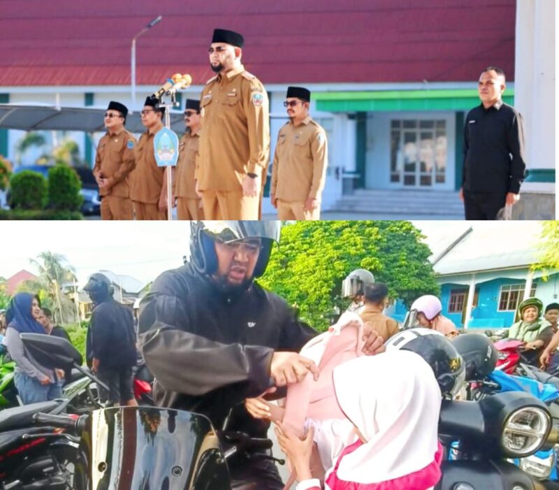 Bupati Bassam Saat Mengantar Anak ke Sekolah